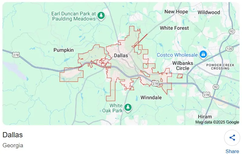 Dallas GA Google Map